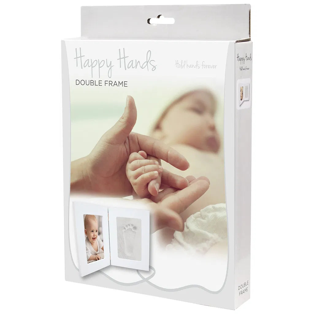 Happy Hands Double frame large fotokader met hand- of voetafdruk