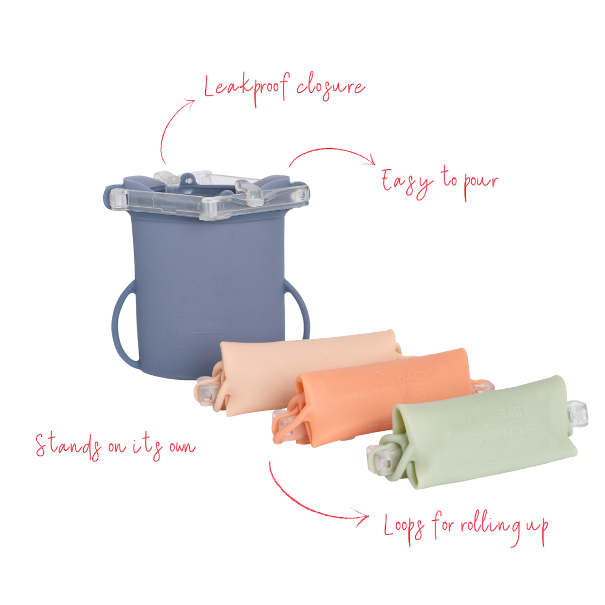 Baby on the Move Yummy Bag 4-pack - herbruikbare zakjes