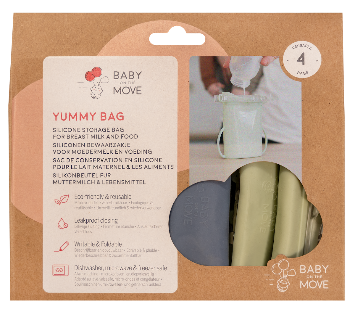 Baby on the Move Yummy Bag 4-pack - herbruikbare zakjes