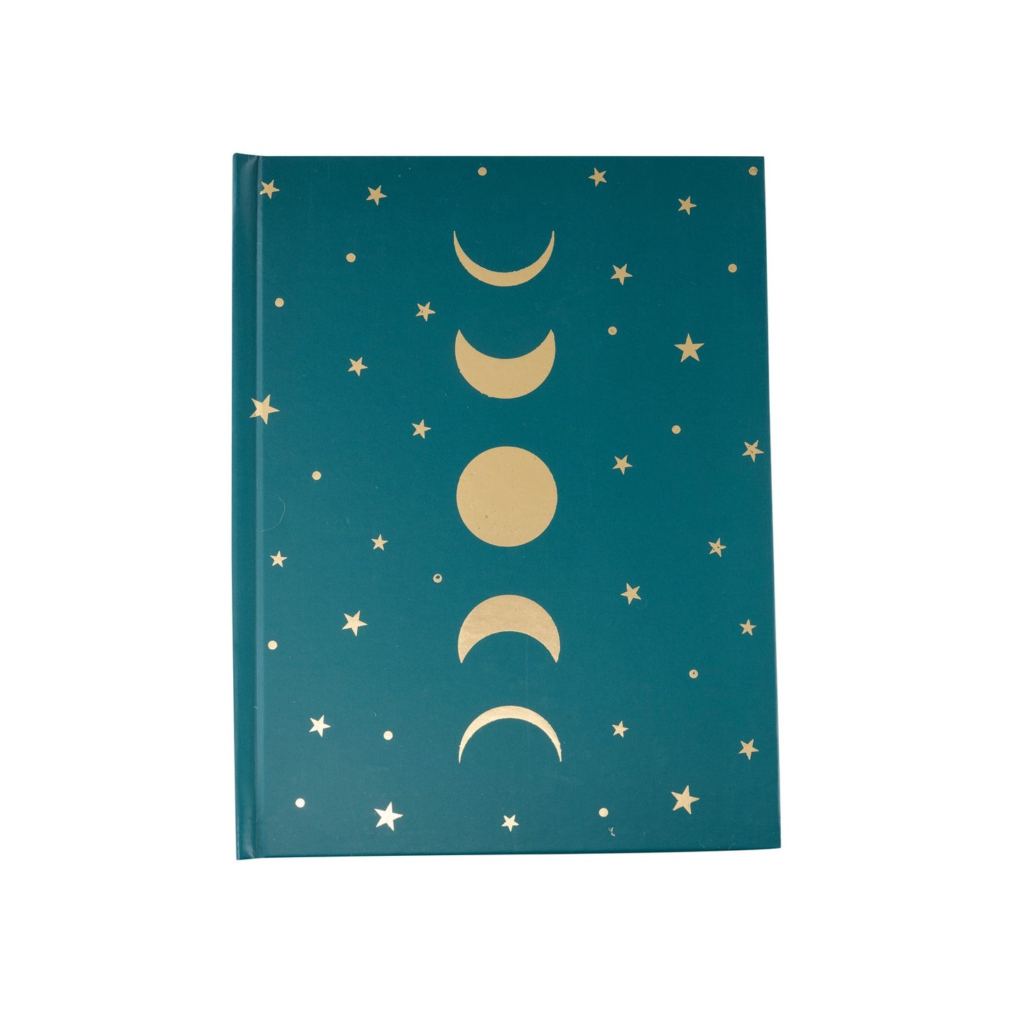 Notitieboek in het turquoise met sterren en maanfasen