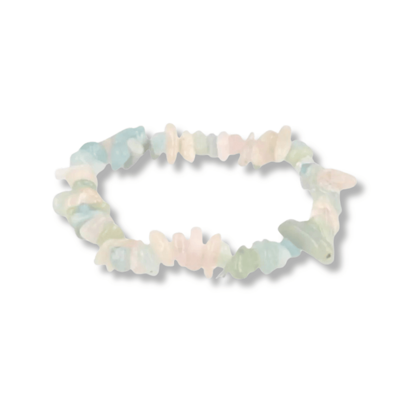 Armband van morganiet, edelsteen, chips, pastelkleuren, dat symbool staat voor zelfliefde en evenwicht