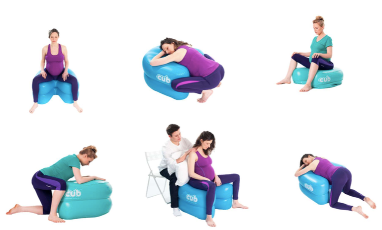 Opblaasbare baarkruk voor verschillende houdingen en tijdens verschillende fases