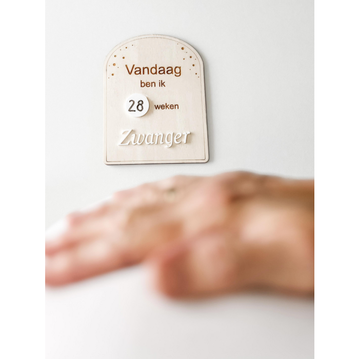 Houten invulbordje aantal weken zwanger