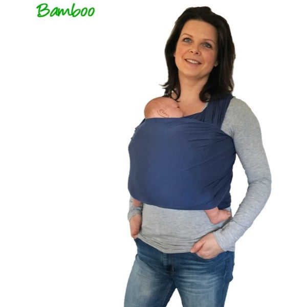 Zachte, flexibele blauwe draagdoek in bamboetricot