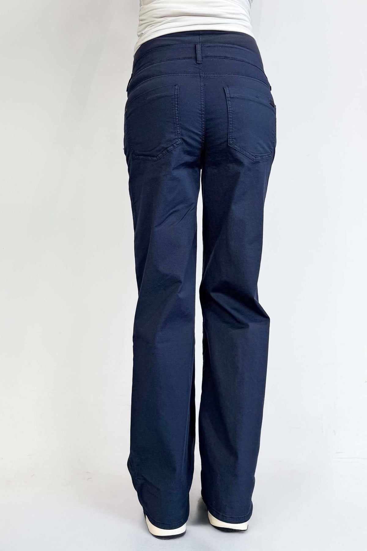 Love2Wait Julia Cotton zwangerschapsbroek navy: zijaanzicht
