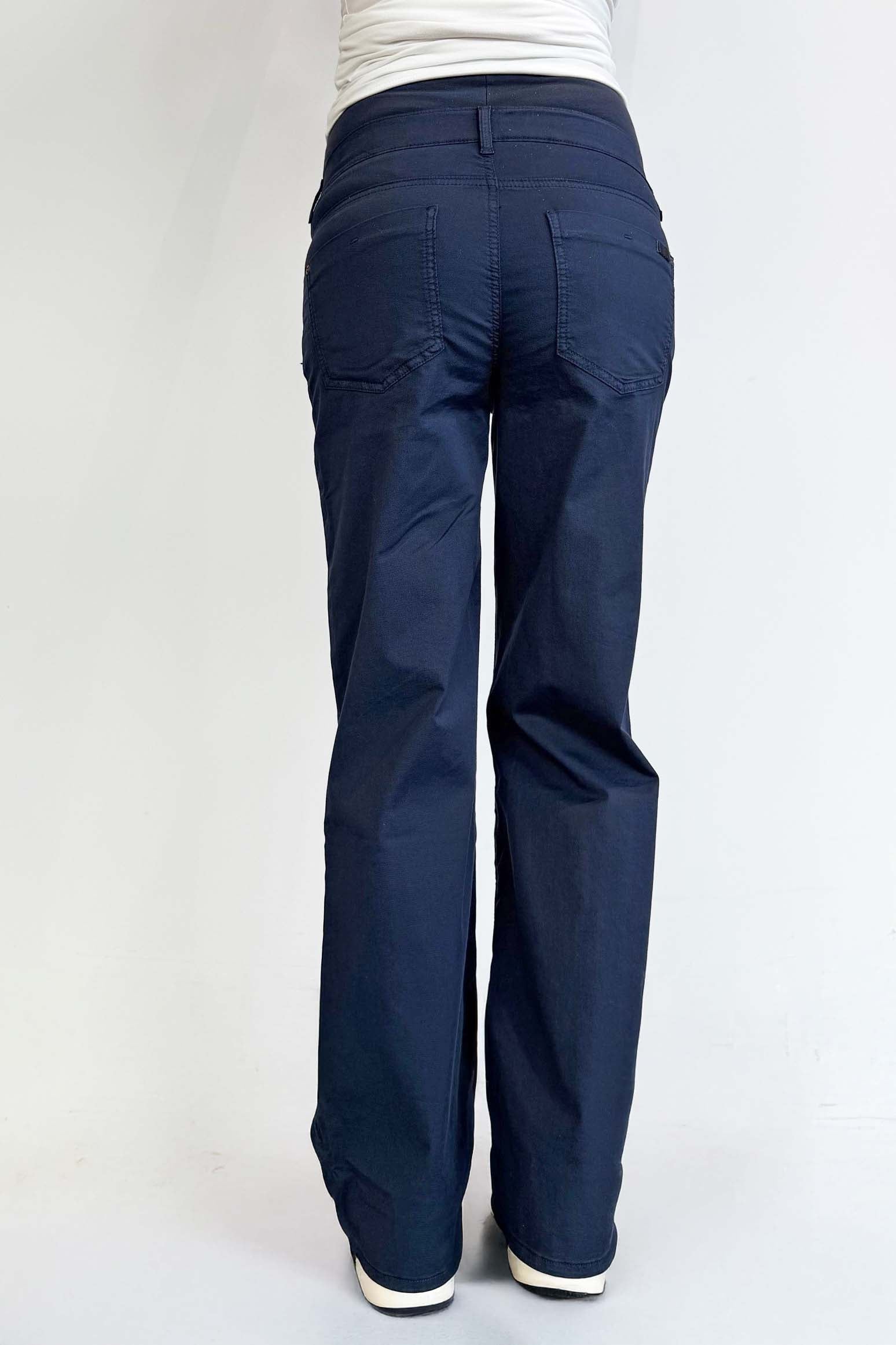 Love2Wait Julia Cotton zwangerschapsbroek navy: zijaanzicht