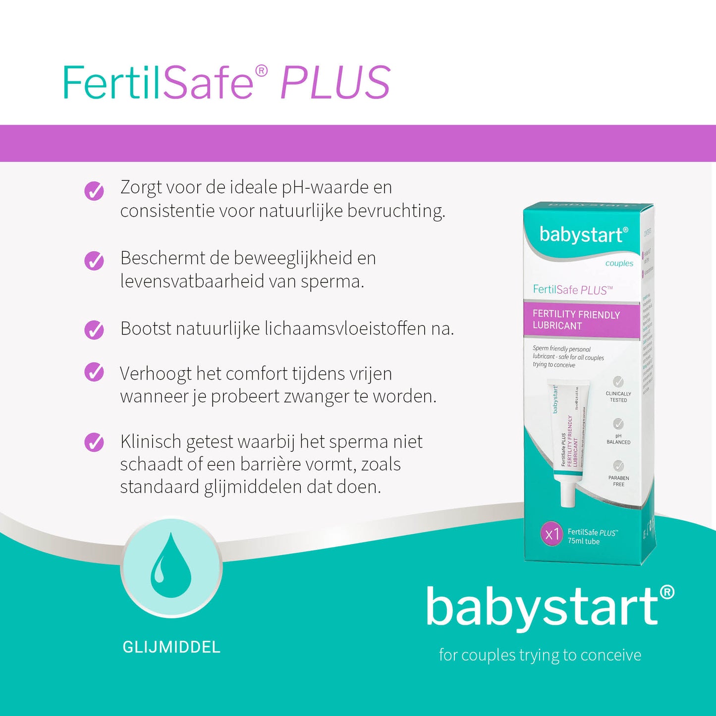 BabyStart FertilSafe Plus spermavriendelijk glijmiddel 75ml: overzicht voordelen