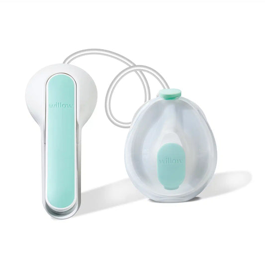 Elvie Wave handsfree handkolf: productfoto van de manuele borstkolf met opvangcup en handgreep