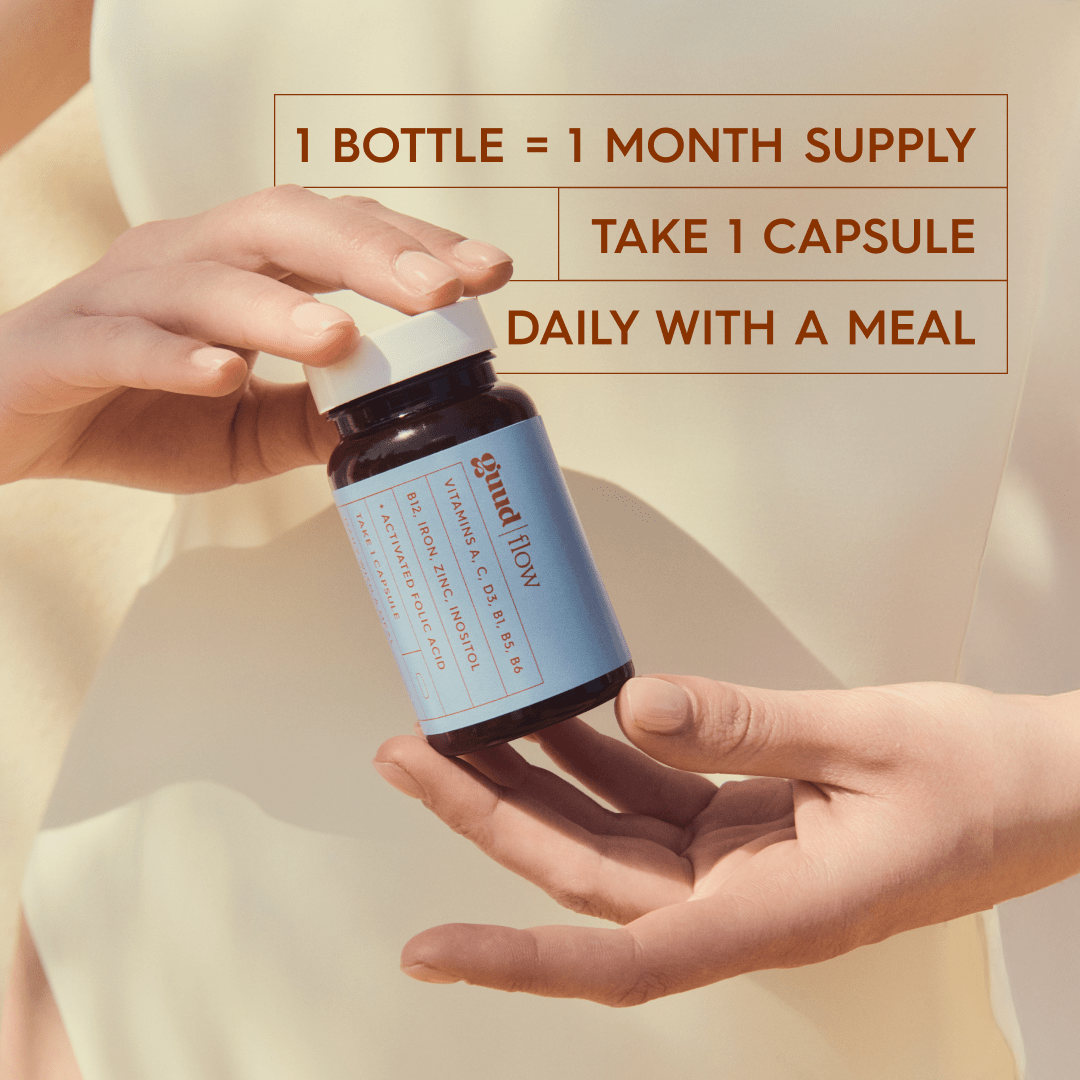 Guud Woman Flow multivitamine: verpakking achterkant met samenstelling