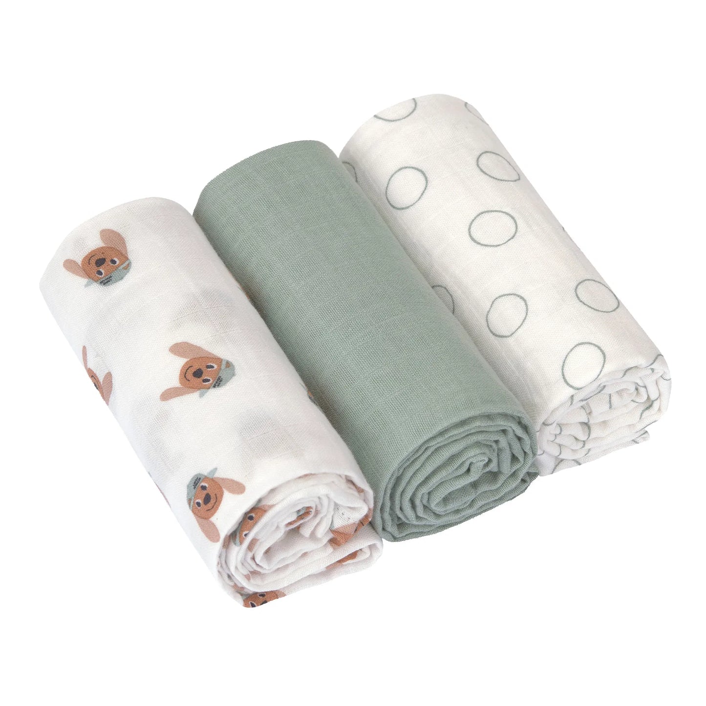 Lässig Swaddle & Burp Blanket M - set van 3 hydrofiele doeken