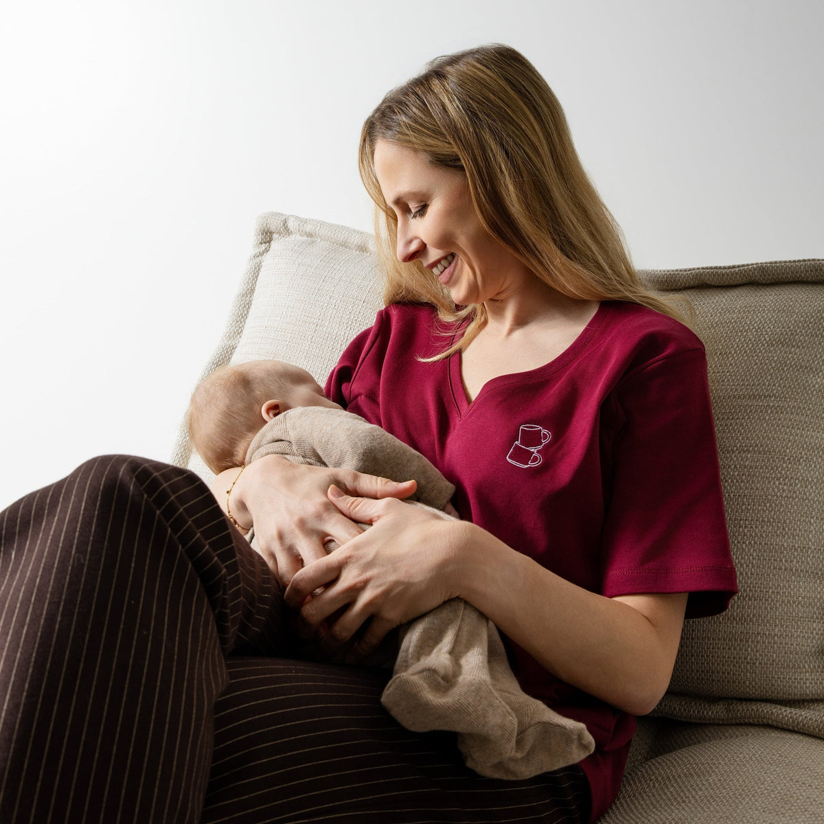 Latte Mamiato borstvoedingst-shirt bordeaux: productfoto