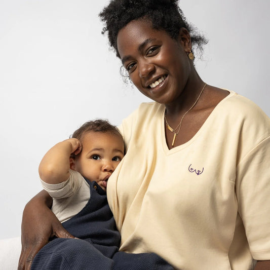 Latte Mamiato borstvoedingst-shirt met drukknopjes - pastelgeel