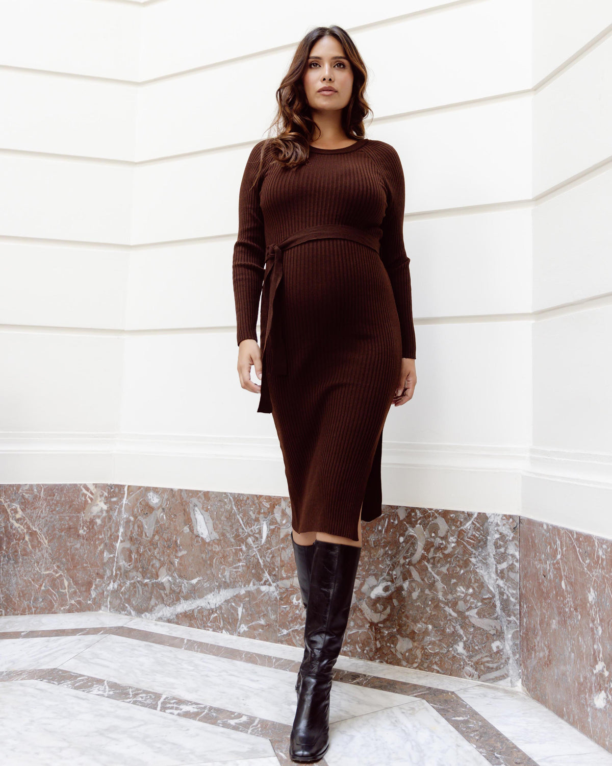 Love2Wait Knit Belt Dress gebreide zwangerschapsjurk