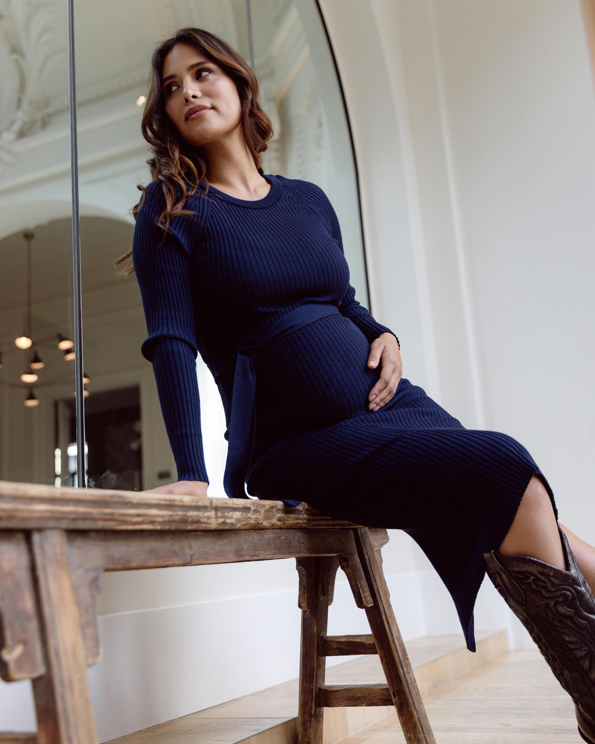 Love2Wait Knit Belt Dress gebreide zwangerschapsjurk