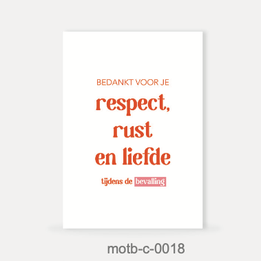 Moms On The Block wenskaart - Bedankt voor je respect, rust en liefde tijdens de bevalling