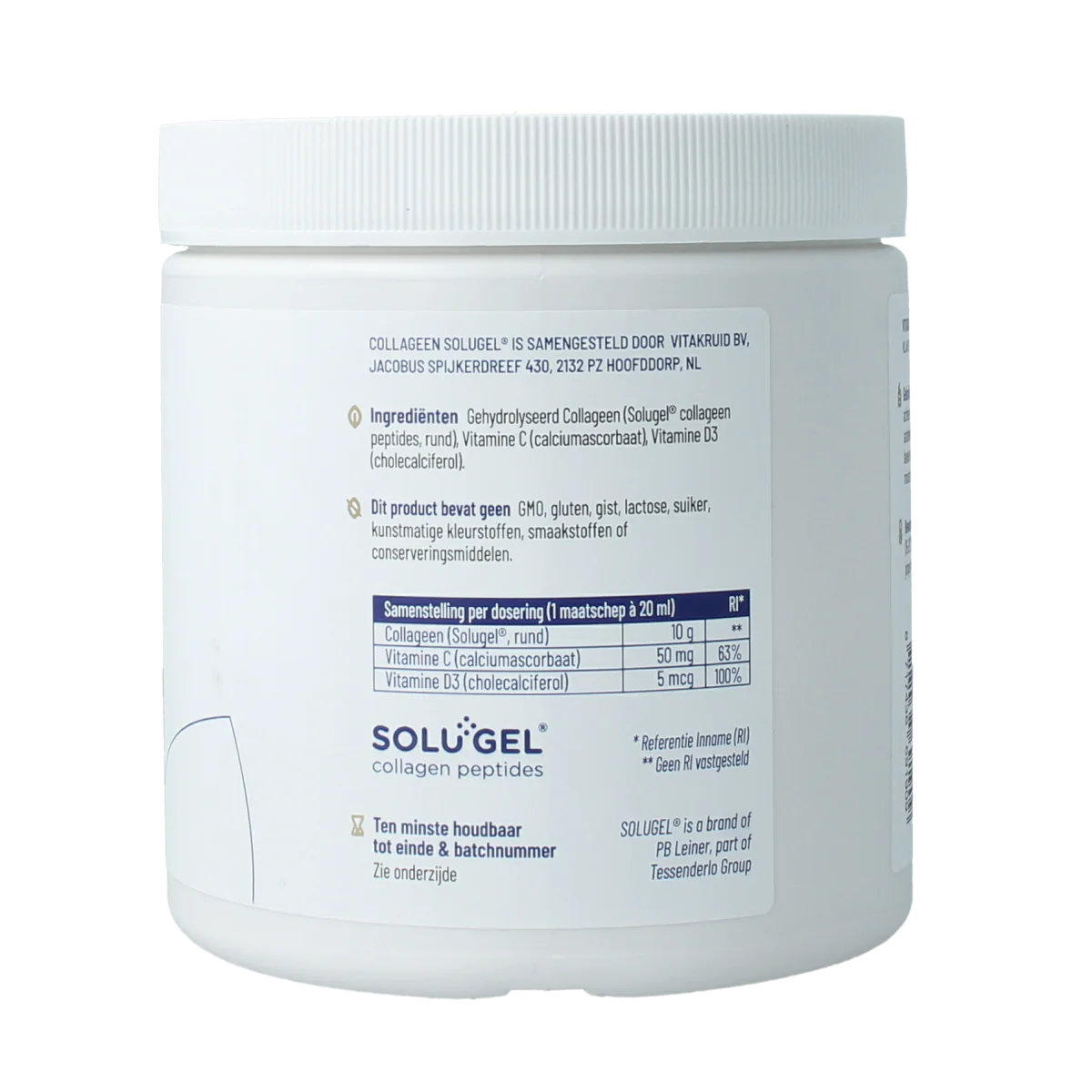Vitakruid Collageen Solugel Poeder met vitamine C en D 250gr